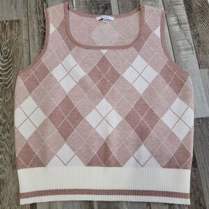 Sioni Argyle Sweater Vest Dusty Pink Size Medium